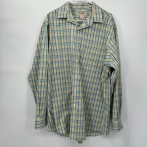 Duluth Trading Co Wrinkle Fighter Men's Size LT ‎ Yellow Plaid Long Sleeve Shirt - Picture 1 of 5
